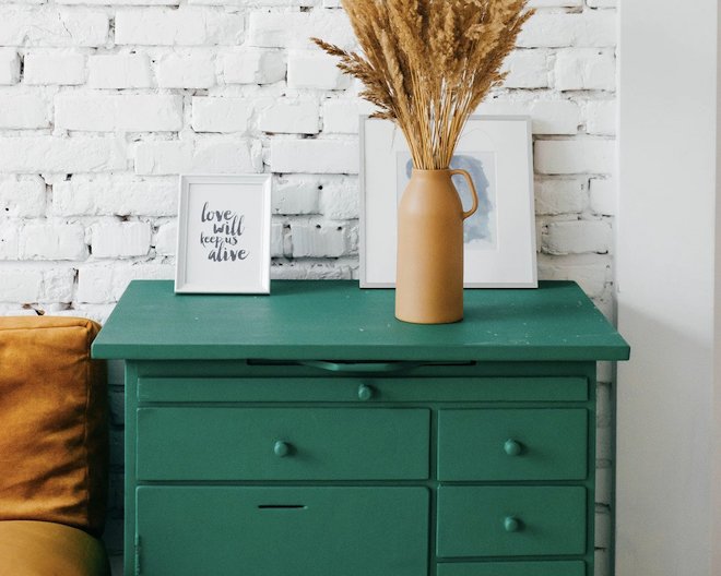 image of a green side table